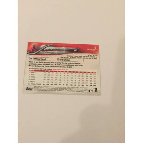 2018 Topps Opening Day #4 Mike Trout -Angels (031) - Picture 2 of 2